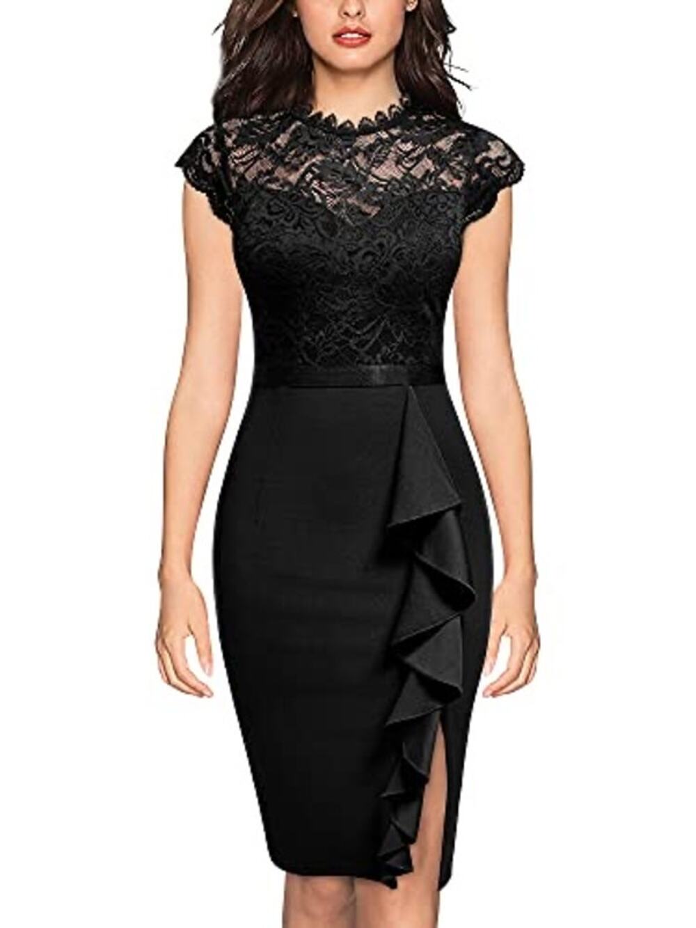 Miusol Black Lace Ruffle Trim Dress Size 4XL NWT